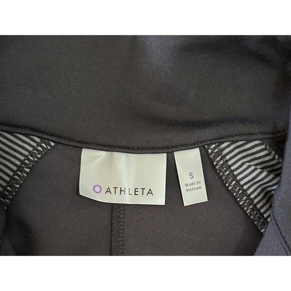 Athleta 1/2 Zip Long Sleeve Athletic Top Women's Size Small Black Gray Stripe - Picture 5 of 7